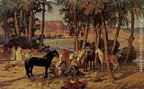 Frederick Arthur Bridgman Famous Paintings - An Arab Encampment